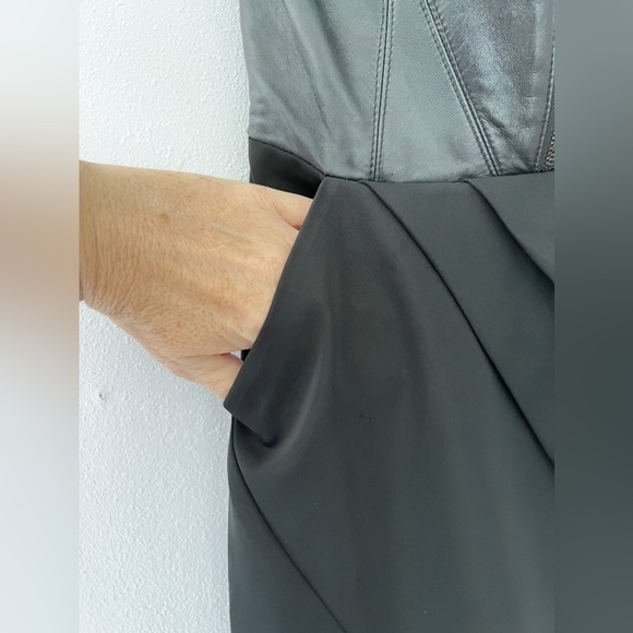 BEBE Leather Black Strapless mini Dress, size 00 - Picture 4 of 14